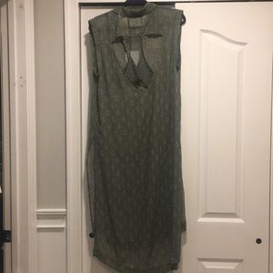 Free People tunic-lace racerback green geo print